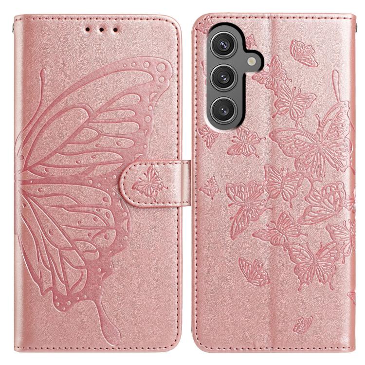 Butterfly Flutter Pattern Embossed Leather Phone Case, For Samsung Galaxy S25+ 5G, For Samsung Galax S25 Ultra 5G, For Samsung Galaxy S24 FE 5G, For Samsung Galaxy S24 Ultra 5G, For Samsung Galaxy S24+ 5G, For Samsung Galaxy S24 5G