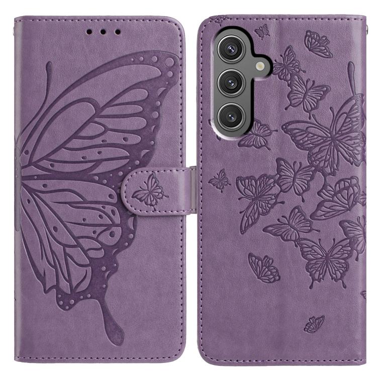 Butterfly Flutter Pattern Embossed Leather Phone Case, For Samsung Galaxy S25+ 5G, For Samsung Galax S25 Ultra 5G, For Samsung Galaxy S24 FE 5G, For Samsung Galaxy S24 Ultra 5G, For Samsung Galaxy S24+ 5G, For Samsung Galaxy S24 5G
