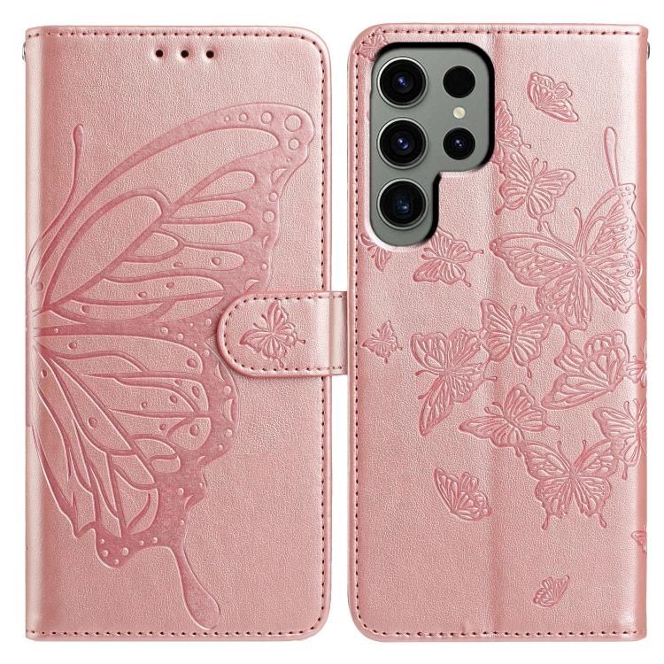 Butterfly Flutter Pattern Embossed Leather Phone Case, For Samsung Galaxy S25+ 5G, For Samsung Galax S25 Ultra 5G, For Samsung Galaxy S24 FE 5G, For Samsung Galaxy S24 Ultra 5G, For Samsung Galaxy S24+ 5G, For Samsung Galaxy S24 5G
