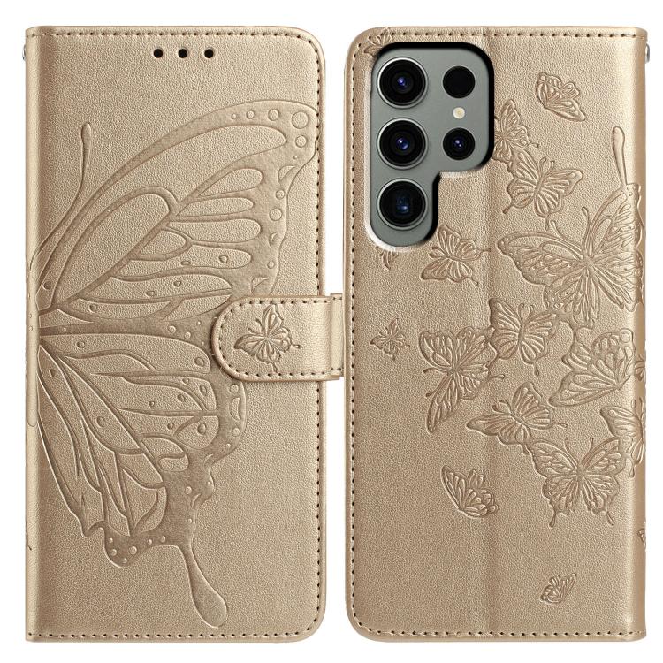 Butterfly Flutter Pattern Embossed Leather Phone Case, For Samsung Galaxy S25+ 5G, For Samsung Galax S25 Ultra 5G, For Samsung Galaxy S24 FE 5G, For Samsung Galaxy S24 Ultra 5G, For Samsung Galaxy S24+ 5G, For Samsung Galaxy S24 5G