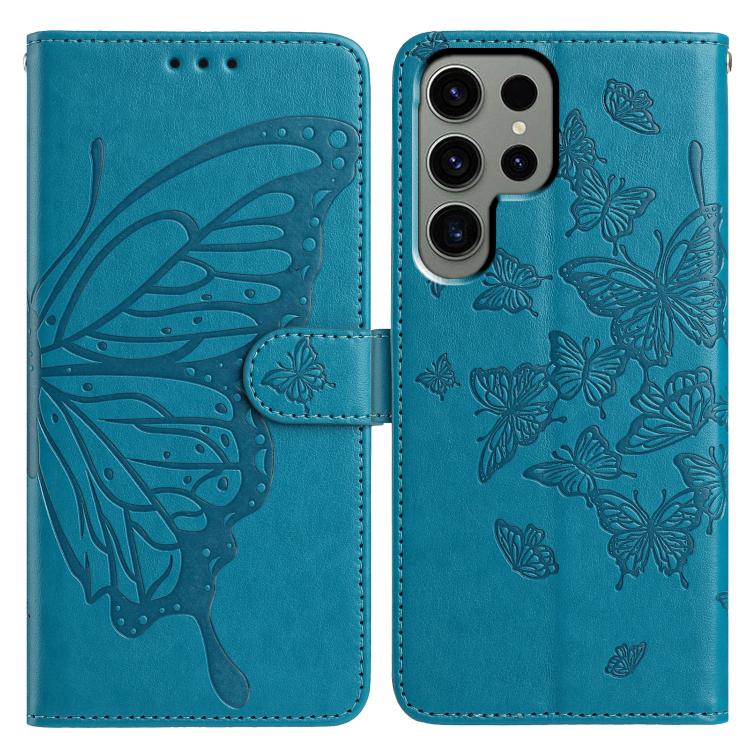 Butterfly Flutter Pattern Embossed Leather Phone Case, For Samsung Galaxy S25+ 5G, For Samsung Galax S25 Ultra 5G, For Samsung Galaxy S24 FE 5G, For Samsung Galaxy S24 Ultra 5G, For Samsung Galaxy S24+ 5G, For Samsung Galaxy S24 5G