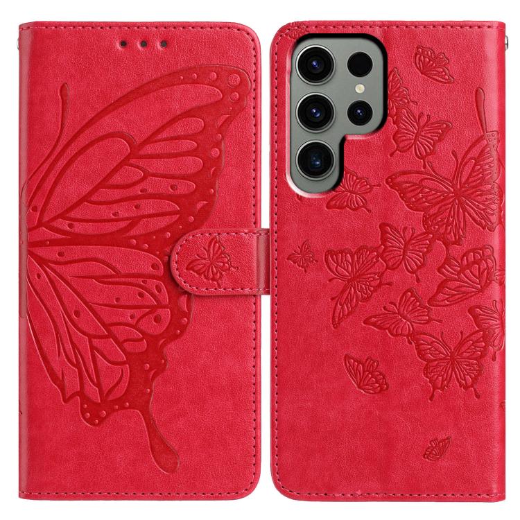 Butterfly Flutter Pattern Embossed Leather Phone Case, For Samsung Galaxy S25+ 5G, For Samsung Galax S25 Ultra 5G, For Samsung Galaxy S24 FE 5G, For Samsung Galaxy S24 Ultra 5G, For Samsung Galaxy S24+ 5G, For Samsung Galaxy S24 5G