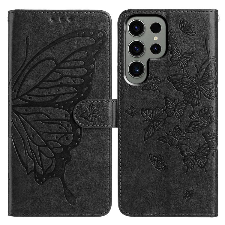 Butterfly Flutter Pattern Embossed Leather Phone Case, For Samsung Galaxy S25+ 5G, For Samsung Galax S25 Ultra 5G, For Samsung Galaxy S24 FE 5G, For Samsung Galaxy S24 Ultra 5G, For Samsung Galaxy S24+ 5G, For Samsung Galaxy S24 5G