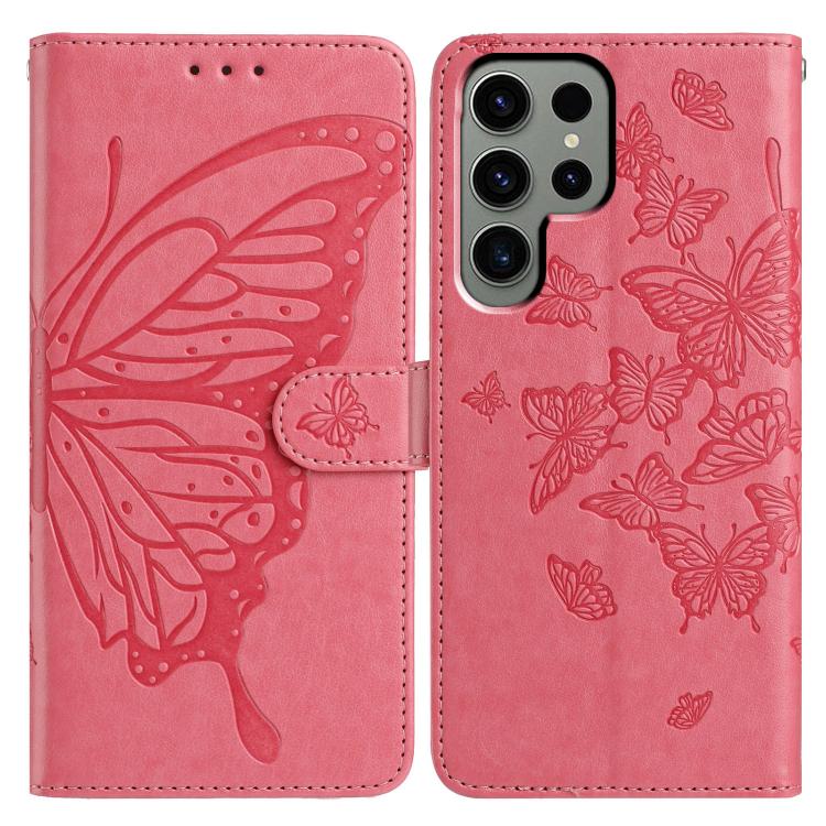 Butterfly Flutter Pattern Embossed Leather Phone Case, For Samsung Galaxy S25+ 5G, For Samsung Galax S25 Ultra 5G, For Samsung Galaxy S24 FE 5G, For Samsung Galaxy S24 Ultra 5G, For Samsung Galaxy S24+ 5G, For Samsung Galaxy S24 5G