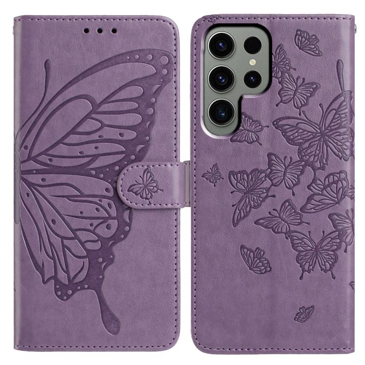 Butterfly Flutter Pattern Embossed Leather Phone Case, For Samsung Galaxy S25+ 5G, For Samsung Galax S25 Ultra 5G, For Samsung Galaxy S24 FE 5G, For Samsung Galaxy S24 Ultra 5G, For Samsung Galaxy S24+ 5G, For Samsung Galaxy S24 5G