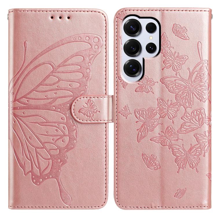 Butterfly Flutter Pattern Embossed Leather Phone Case, For Samsung Galaxy S25+ 5G, For Samsung Galax S25 Ultra 5G, For Samsung Galaxy S24 FE 5G, For Samsung Galaxy S24 Ultra 5G, For Samsung Galaxy S24+ 5G, For Samsung Galaxy S24 5G