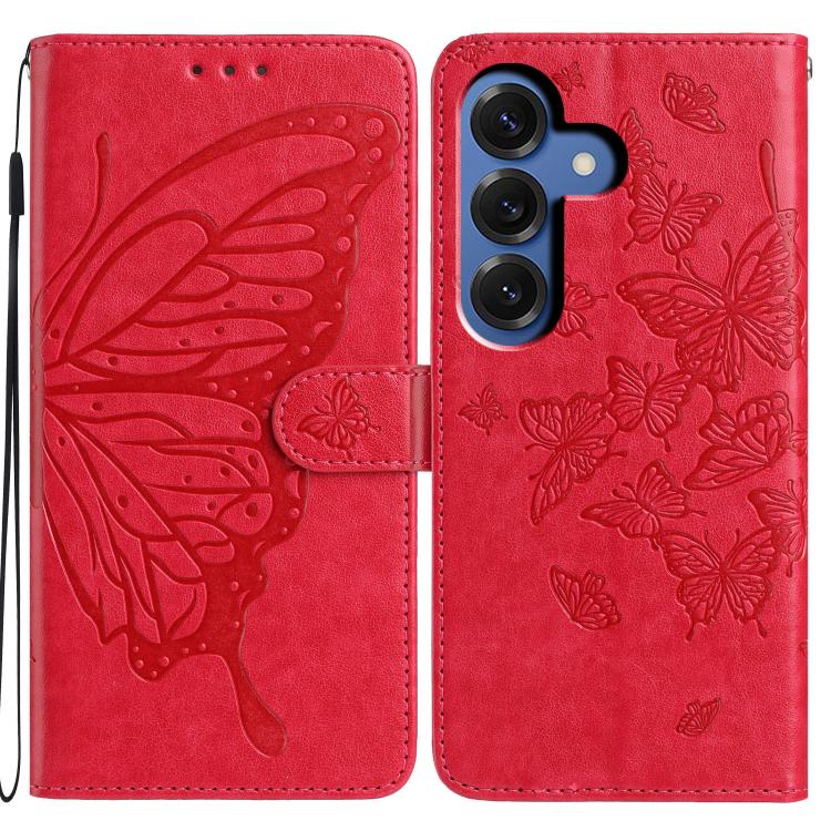 Butterfly Flutter Pattern Embossed Leather Phone Case, For Samsung Galaxy S26 Edge 5G, For Samsung Galaxy S26 Ultra 5G, For Samsung Galaxy S26 5G, For Samsung Galaxy S25 FE 5G, For Samsung Galaxy S25 Edge 5G, For Samsung Galaxy S25 5G