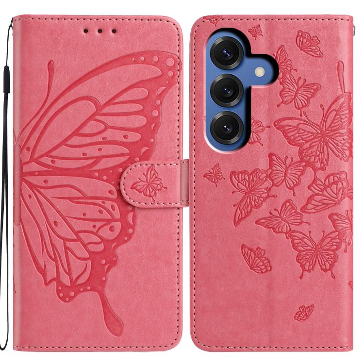 Butterfly Flutter Pattern Embossed Leather Phone Case, For Samsung Galaxy S26 Edge 5G, For Samsung Galaxy S26 Ultra 5G, For Samsung Galaxy S26 5G, For Samsung Galaxy S25 FE 5G, For Samsung Galaxy S25 Edge 5G, For Samsung Galaxy S25 5G