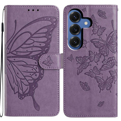 Butterfly Flutter Pattern Embossed Leather Phone Case, For Samsung Galaxy S26 Edge 5G, For Samsung Galaxy S26 Ultra 5G, For Samsung Galaxy S26 5G, For Samsung Galaxy S25 FE 5G, For Samsung Galaxy S25 Edge 5G, For Samsung Galaxy S25 5G