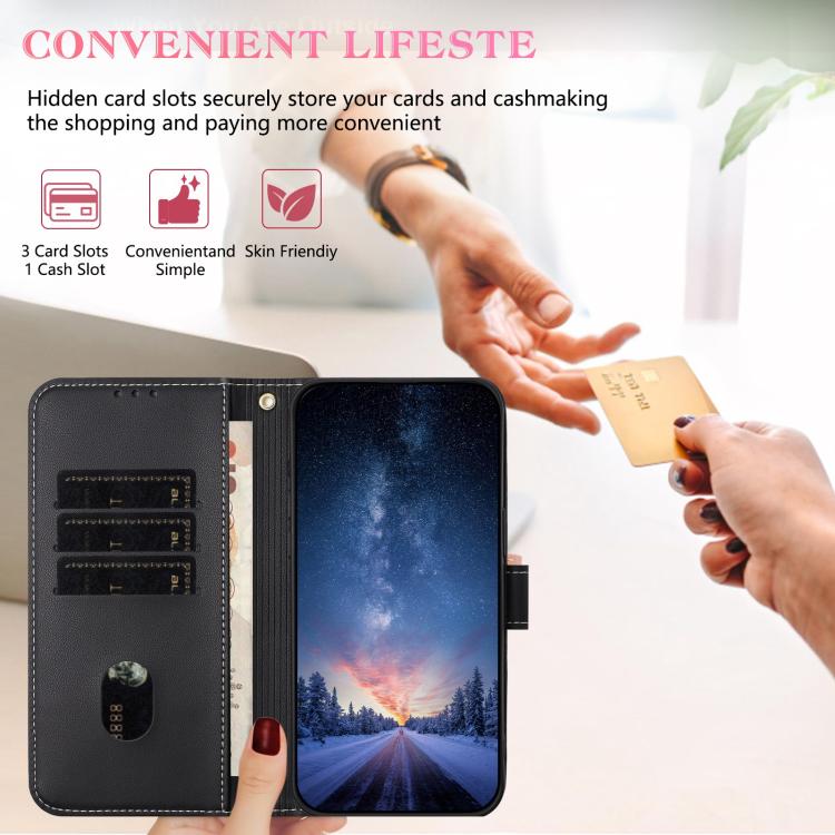 Metal Bow Leather Phone Case with Hand Strap, For Samsung Galaxy S22+ 5G, For Samsung Galaxy S22 5G