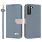 Metal Bow Leather Phone Case with Hand Strap, For Samsung Galaxy S22+ 5G, For Samsung Galaxy S22 5G