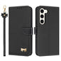 Metal Bow Leather Phone Case with Hand Strap, For Samsung Galaxy S25 Ultra 5G, For Samsung Galaxy S24 FE 5G, For Samsung Galaxy S24 Ultra 5G, For Samsung Galaxy S23 FE 5G, For Samsung Galaxy S23 Ultra 5G, For Samsung Galaxy S23+ 5G                     ...