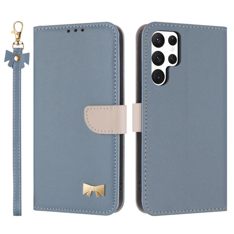 Metal Bow Leather Phone Case with Hand Strap, For Samsung Galaxy S25 Ultra 5G, For Samsung Galaxy S24 FE 5G, For Samsung Galaxy S24 Ultra 5G, For Samsung Galaxy S23 FE 5G, For Samsung Galaxy S23 Ultra 5G, For Samsung Galaxy S23+ 5G                     ...