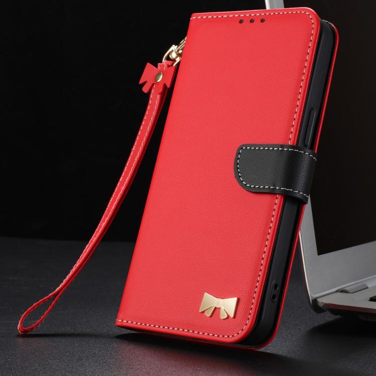 Metal Bow Leather Phone Case with Hand Strap, For Samsung Galaxy S25 Ultra 5G, For Samsung Galaxy S24 FE 5G, For Samsung Galaxy S24 Ultra 5G, For Samsung Galaxy S23 FE 5G, For Samsung Galaxy S23 Ultra 5G, For Samsung Galaxy S23+ 5G                     ...