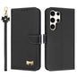 Metal Bow Leather Phone Case with Hand Strap, For Samsung Galaxy S25 Ultra 5G, For Samsung Galaxy S24 FE 5G, For Samsung Galaxy S24 Ultra 5G, For Samsung Galaxy S23 FE 5G, For Samsung Galaxy S23 Ultra 5G, For Samsung Galaxy S23+ 5G                     ...