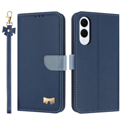 Metal Bow Leather Phone Case with Hand Strap, For Galaxy S26 FE 5G, For Samsung Galaxy S26+ 5G, For Samsung Galaxy S26 Ultra 5G, For Samsung Galaxy S26 5G, For Samsung Galaxy S25 FE 5G, For Samsung Galaxy S25 Edge 5G, For Samsung Galaxy S25 / S24 5G   ...