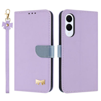 Metal Bow Leather Phone Case with Hand Strap, For Galaxy S26 FE 5G, For Samsung Galaxy S26+ 5G, For Samsung Galaxy S26 Ultra 5G, For Samsung Galaxy S26 5G, For Samsung Galaxy S25 FE 5G, For Samsung Galaxy S25 Edge 5G, For Samsung Galaxy S25 / S24 5G   ...