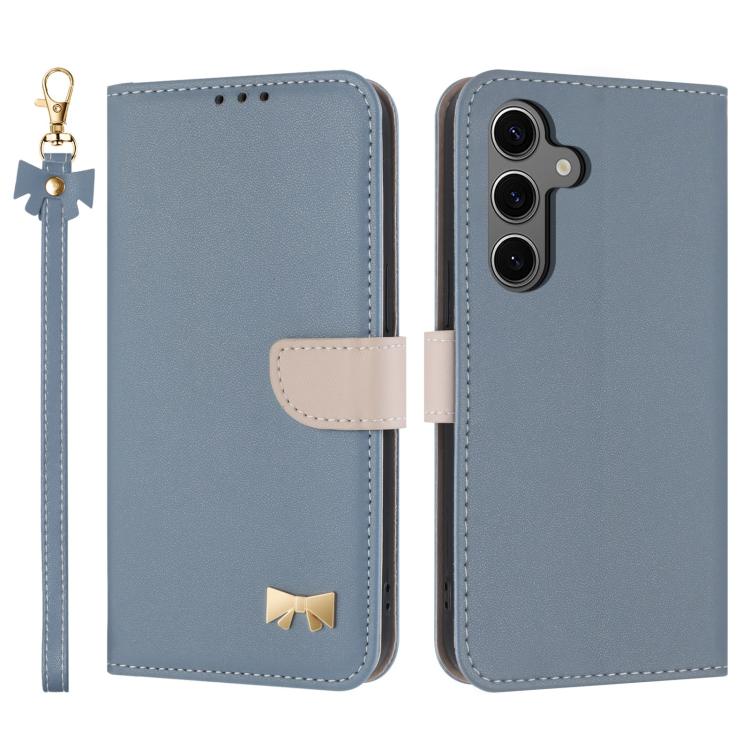 Metal Bow Leather Phone Case with Hand Strap, For Samsung Galaxy S26+ 5G, For Samsung Galaxy S26 Ultra 5G, For Samsung Galaxy S26 5G, For Samsung Galaxy S25 FE 5G, For Samsung Galaxy S25 Edge 5G, For Samsung Galaxy S25 / S24 5G                         ...
