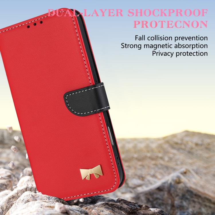 Metal Bow Leather Phone Case with Hand Strap, For Samsung Galaxy S26+ 5G, For Samsung Galaxy S26 Ultra 5G, For Samsung Galaxy S26 5G, For Samsung Galaxy S25 FE 5G, For Samsung Galaxy S25 Edge 5G, For Samsung Galaxy S25 / S24 5G                         ...
