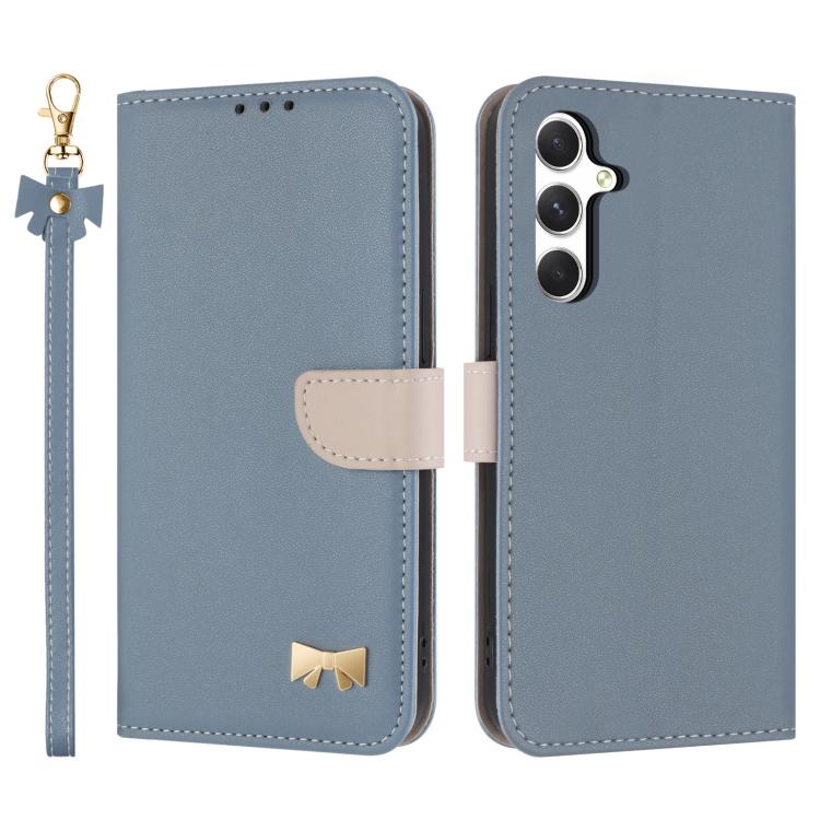 Metal Bow Leather Phone Case with Hand Strap, For Samsung Galaxy S26+ 5G, For Samsung Galaxy S26 Ultra 5G, For Samsung Galaxy S26 5G, For Samsung Galaxy S25 FE 5G, For Samsung Galaxy S25 Edge 5G, For Samsung Galaxy S25 / S24 5G                         ...