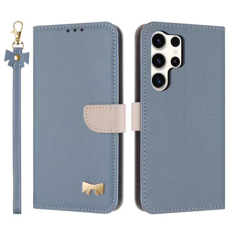 Metal Bow Leather Phone Case with Hand Strap, For Samsung Galaxy S26+ 5G, For Samsung Galaxy S26 Ultra 5G, For Samsung Galaxy S26 5G, For Samsung Galaxy S25 FE 5G, For Samsung Galaxy S25 Edge 5G, For Samsung Galaxy S25 / S24 5G                         ...