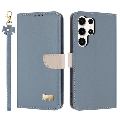 Metal Bow Leather Phone Case with Hand Strap, For Galaxy S26 FE 5G, For Samsung Galaxy S26+ 5G, For Samsung Galaxy S26 Ultra 5G, For Samsung Galaxy S26 5G, For Samsung Galaxy S25 FE 5G, For Samsung Galaxy S25 Edge 5G, For Samsung Galaxy S25 / S24 5G   ...