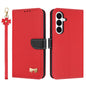 Metal Bow Leather Phone Case with Hand Strap, For Galaxy S26 FE 5G, For Samsung Galaxy S26+ 5G, For Samsung Galaxy S26 Ultra 5G, For Samsung Galaxy S26 5G, For Samsung Galaxy S25 FE 5G, For Samsung Galaxy S25 Edge 5G, For Samsung Galaxy S25 / S24 5G   ...