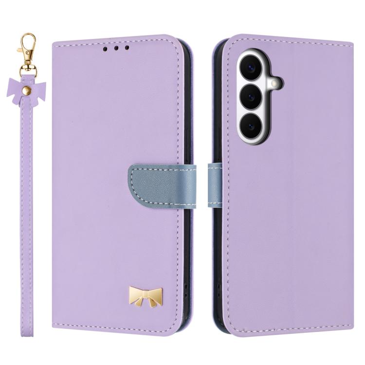 Metal Bow Leather Phone Case with Hand Strap, For Galaxy S26 FE 5G, For Samsung Galaxy S26+ 5G, For Samsung Galaxy S26 Ultra 5G, For Samsung Galaxy S26 5G, For Samsung Galaxy S25 FE 5G, For Samsung Galaxy S25 Edge 5G, For Samsung Galaxy S25 / S24 5G   ...