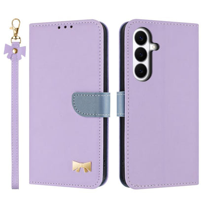 Metal Bow Leather Phone Case with Hand Strap, For Galaxy S26 FE 5G, For Samsung Galaxy S26+ 5G, For Samsung Galaxy S26 Ultra 5G, For Samsung Galaxy S26 5G, For Samsung Galaxy S25 FE 5G, For Samsung Galaxy S25 Edge 5G, For Samsung Galaxy S25 / S24 5G   ...