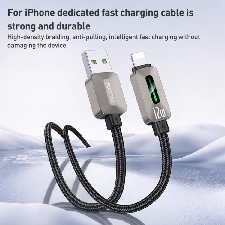 Yesido CA137L 12W USB to 8 Pin Streamer Light Data Cable, Length: 1.2m