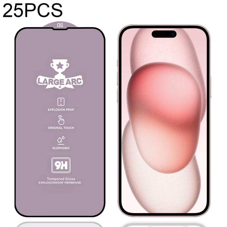 25pcs 9H 0.4mm High Aluminum Large Arc Tempered Glass Film