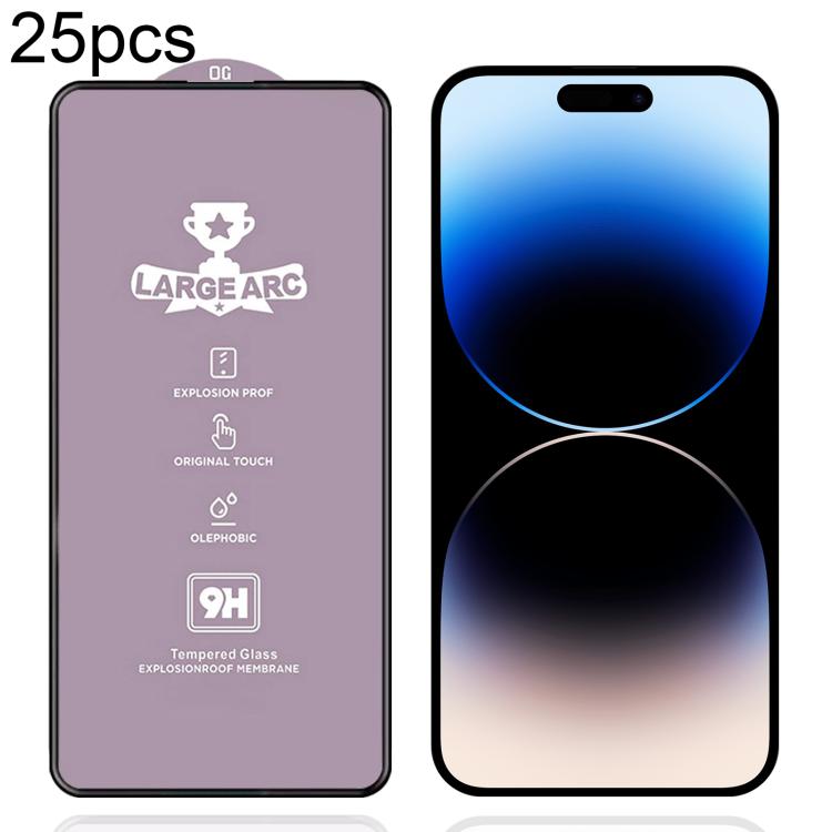 25pcs 9H 0.4mm High Aluminum Large Arc Tempered Glass Film
