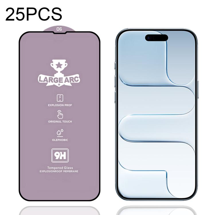 25pcs 9H 0.4mm High Aluminum Large Arc Tempered Glass Film