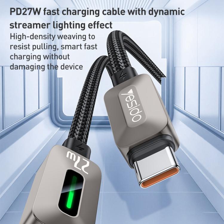 Yesido CA199 27W Type-C to 8 Pin Streamer Light Data Cable, Length: 1.2m