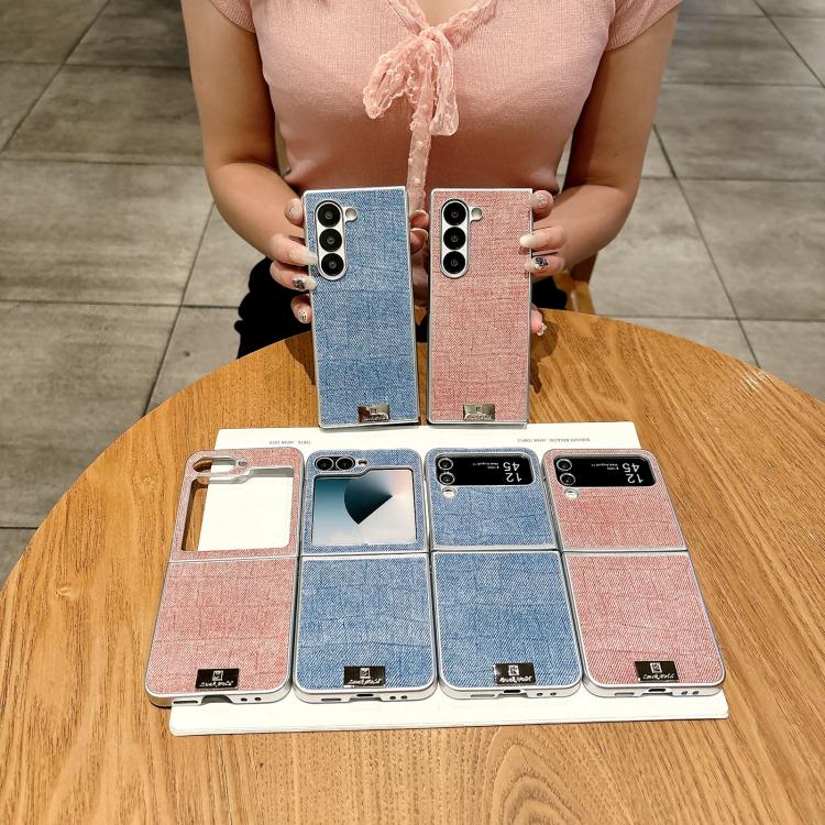 Silver Frame Denim PU + PC Phone Case