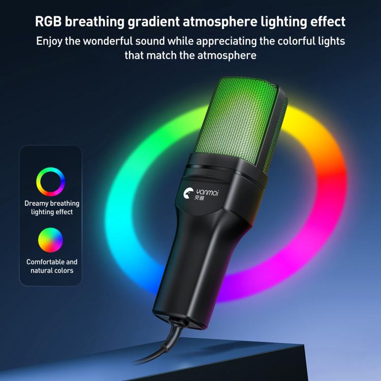 Yanmai SF-777R RGB Light Desktop Noise Reduction Microphone with Anti-spray Net