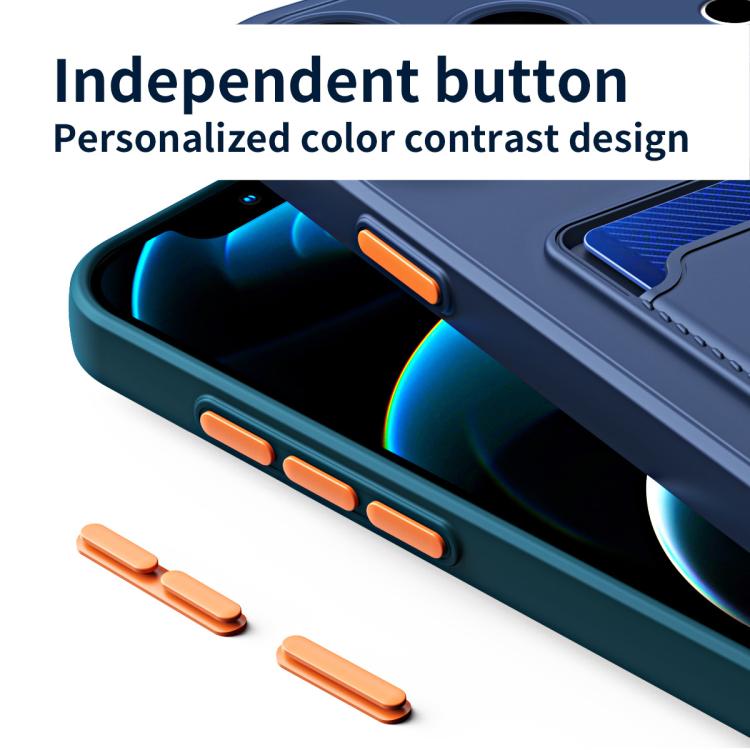 Skin Feel Card Contrast Color Button TPU Phone Case