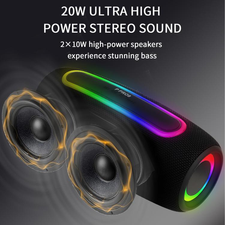 PRO9 20W Outdoor IPX6 Portable RGB Wireless Speakers Stereo Soundbar Subwoofer
