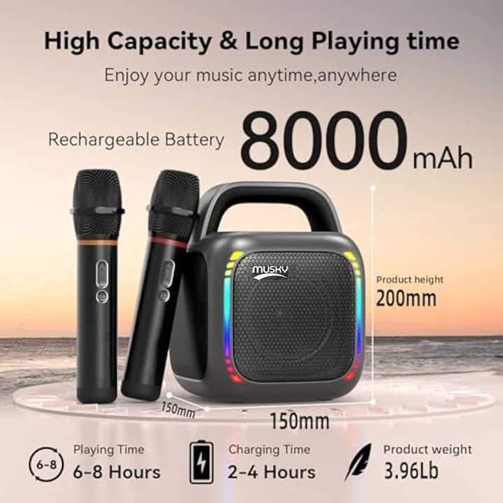 MS6K Portable RGB Dazzling Bluetooth Speaker Outdoor Karaoke Subwoofer