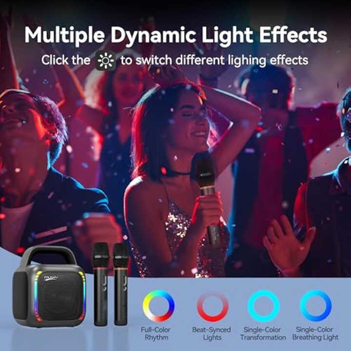 MS6K Portable RGB Dazzling Bluetooth Speaker Outdoor Karaoke Subwoofer
