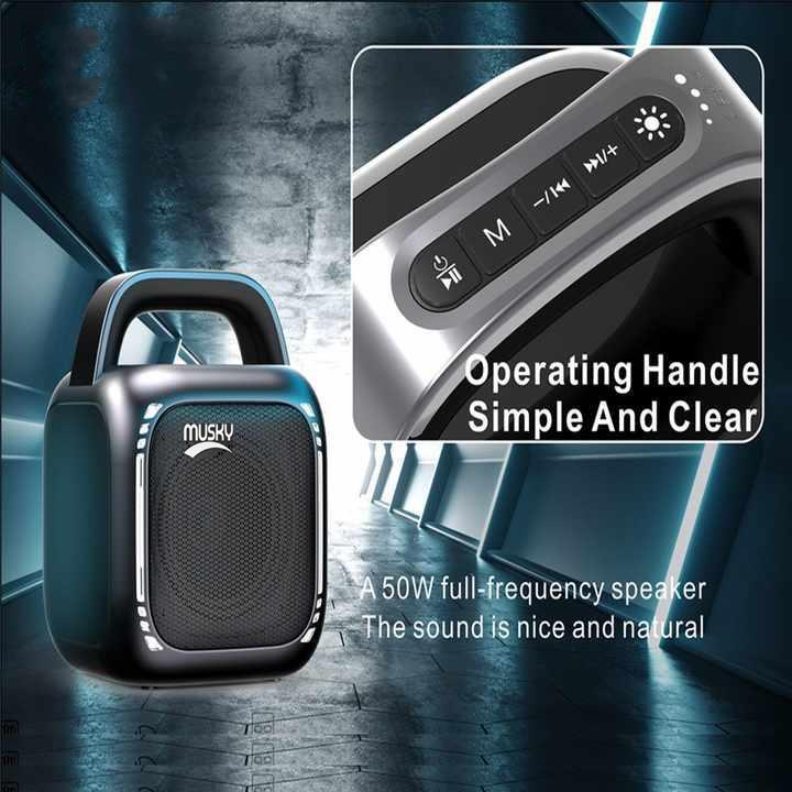 MS6K Portable RGB Dazzling Bluetooth Speaker Outdoor Karaoke Subwoofer