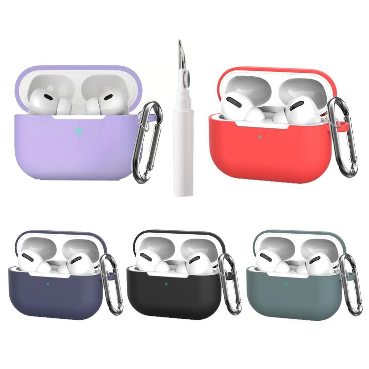 Silicone Earphone Protective Cover with Cleaning Pen + Hanging Buckle