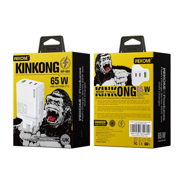 WK WP-U66 Kinkong 65W Dual USB-C / Type-C + USB GaN Fast Charger