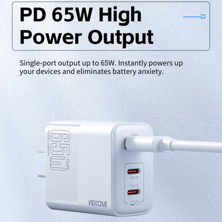 WK WP-U66 Kinkong 65W Dual USB-C / Type-C + USB GaN Fast Charger