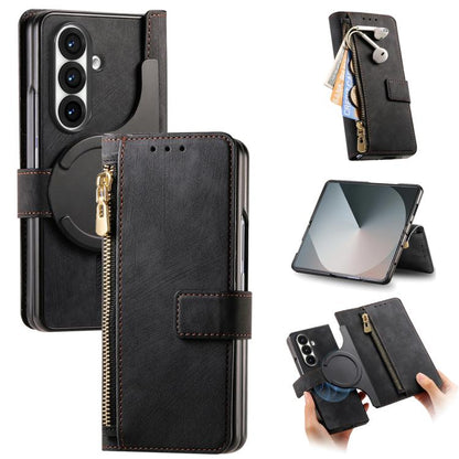 Retro MagSafe Magnetic Zipper Wallet Leather Phone Case, For Samsung Galax Z Fold7 5G