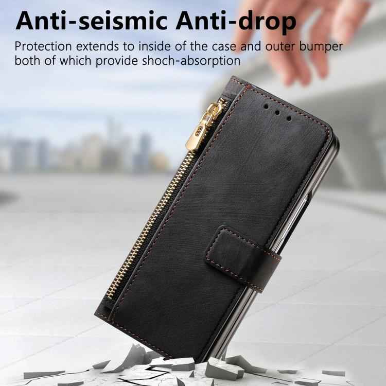 Retro MagSafe Magnetic Zipper Wallet Leather Phone Case, For Samsung Galax Z Fold7 5G