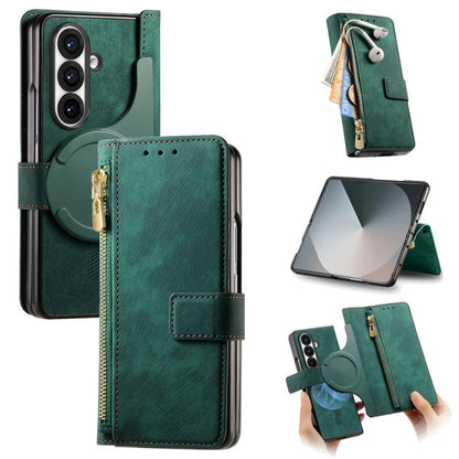 Retro MagSafe Magnetic Zipper Wallet Leather Phone Case, For Samsung Galax Z Fold7 5G
