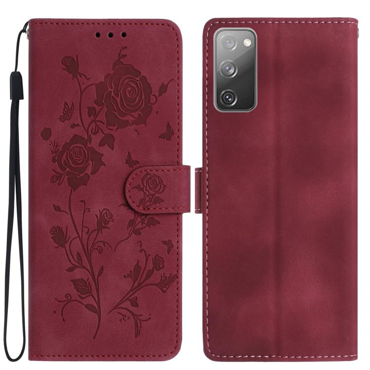 Rose Flower Embossing Pattern Leather Phone Case, For Samsung Galaxy S20 FE 5G, For Samsung Galaxy S20 Ultra 5G, For Samsung Galaxy S20 5G