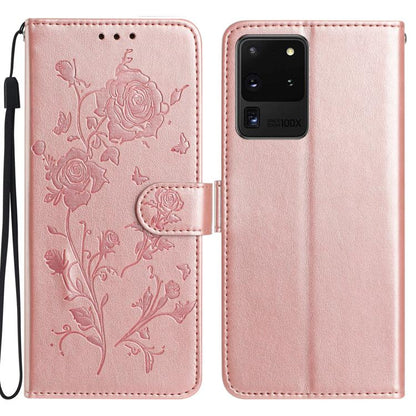 Rose Flower Embossing Pattern Leather Phone Case, For Samsung Galaxy S20 FE 5G, For Samsung Galaxy S20 Ultra 5G, For Samsung Galaxy S20 5G