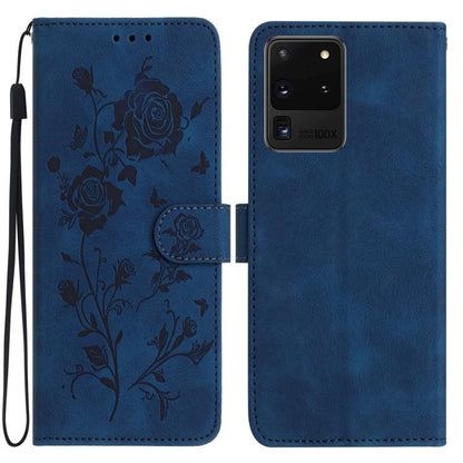 Rose Flower Embossing Pattern Leather Phone Case, For Samsung Galaxy S20 FE 5G, For Samsung Galaxy S20 Ultra 5G, For Samsung Galaxy S20 5G